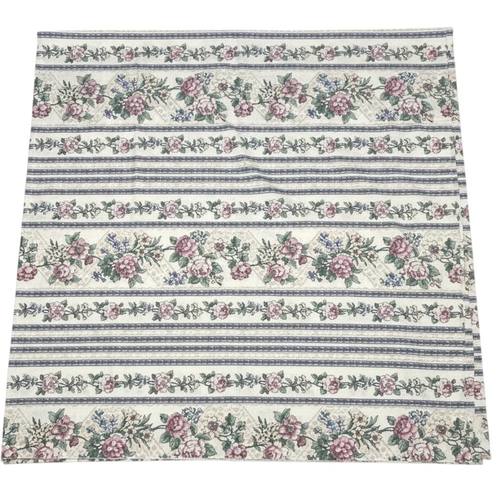 Vintage Thomaston Percale King Flat Sheet Cream Pink Rose Floral USA Cottagecore
